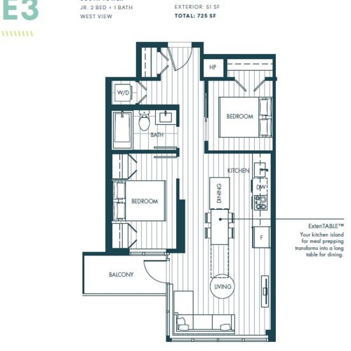 Floorplan at 2301 - 10448 University Drive, North Surrey Floorplan at 2301 - 10448 University Drive, North Surrey